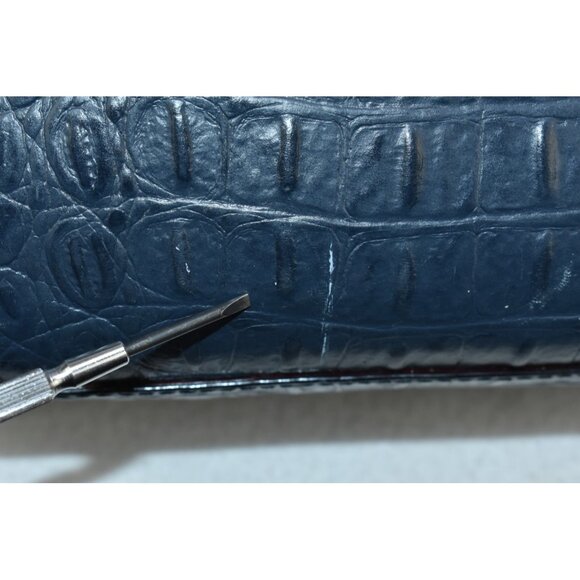 Kate Spade Valley Sinclair Orchard Shoulderbag Navy Leather Embossed Croc -Flaws - Picture 16 of 16